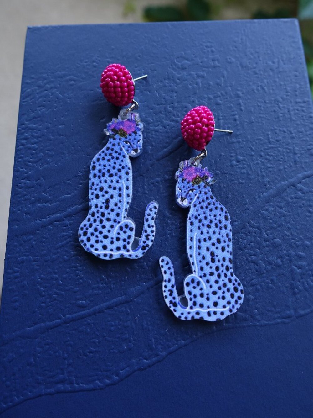 🆕️ Blue Leopard Earrings NWOT